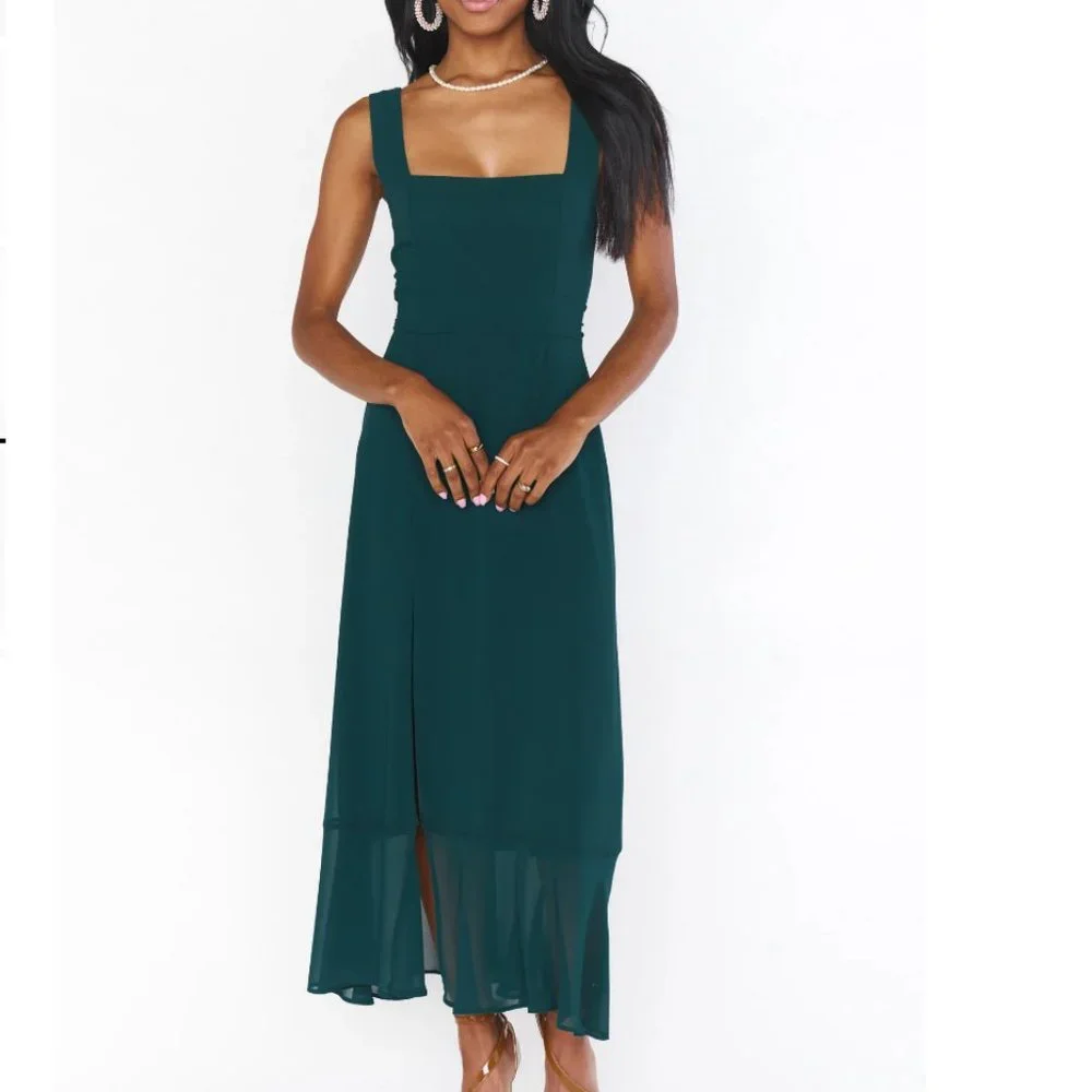 Elegant Teal Midi Dress - Picture 6 of 6